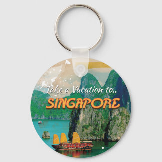 Vintage Singapore Vacation Poster. Key Ring