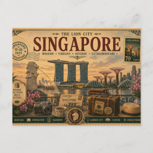 Vintage Singapore Vacation Souvenir Postcard
