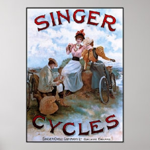 Vintage Singer Cycles Ad Poster