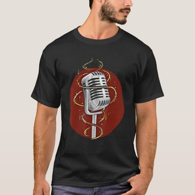 Vintage Singer Musician Retro Microphone T-Shirt (Front)