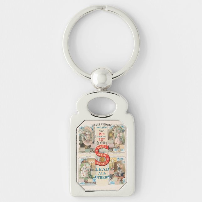 Vintage Singer Sewing Machine Ad Key Ring (Front)