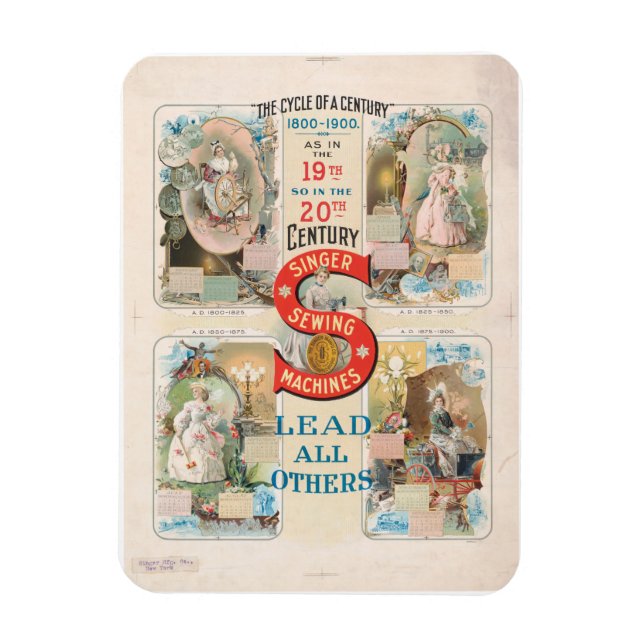 Vintage Singer Sewing Machine Ad Magnet (Vertical)