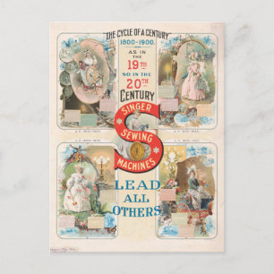 Vintage Singer Sewing Machine Ad Postcard