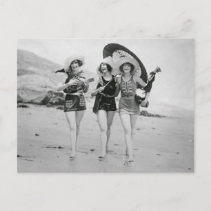 Vintage Singing Beach Besties Postcard