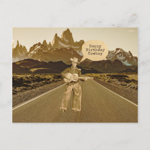 Vintage Singing Cowboy Birthday Postcard
