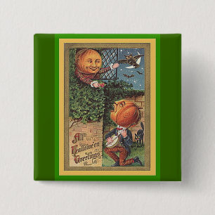 Vintage Singing Pumpkin Man 15 Cm Square Badge