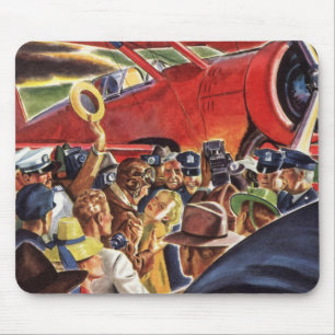 Vintage Single Prop Aeroplane Pilot with Paparazzi Mouse Pad
