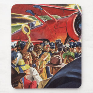 Vintage Single Prop Aeroplane Pilot with Paparazzi Mouse Pad