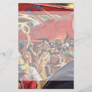 Vintage Single Prop Aeroplane Pilot with Paparazzi Stationery