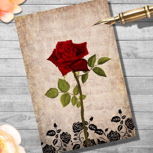 Vintage Single Rose Decoupage Tissue Paper