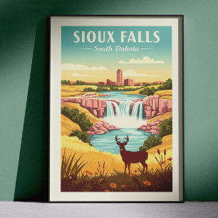 Vintage Sioux Falls South Dakota Poster