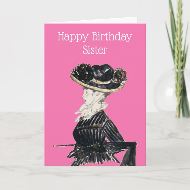 Vintage Sister Large Hat Edouard Manet Birthday Card (Front)