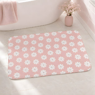 Vintage Sixties Mod Flower Blush Pink Bath Mat