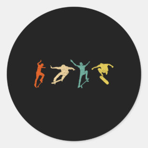 Vintage Skateboard Graphic Design Skateboarder Ska Classic Round Sticker