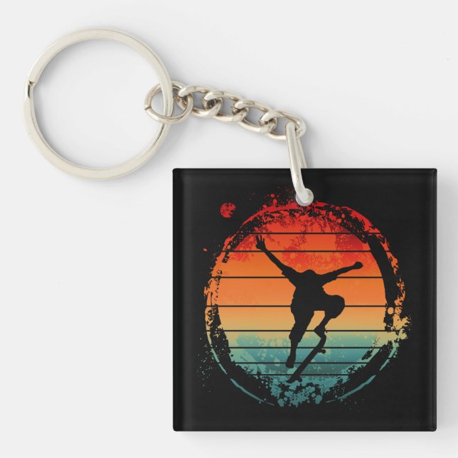 Vintage Skateboarding Skateboard  Key Ring (Front)