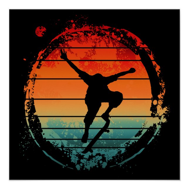 Vintage Skateboarding Skateboard  Poster (Front)