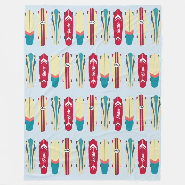 Vintage Skateboards Fleece Blanket (Front)