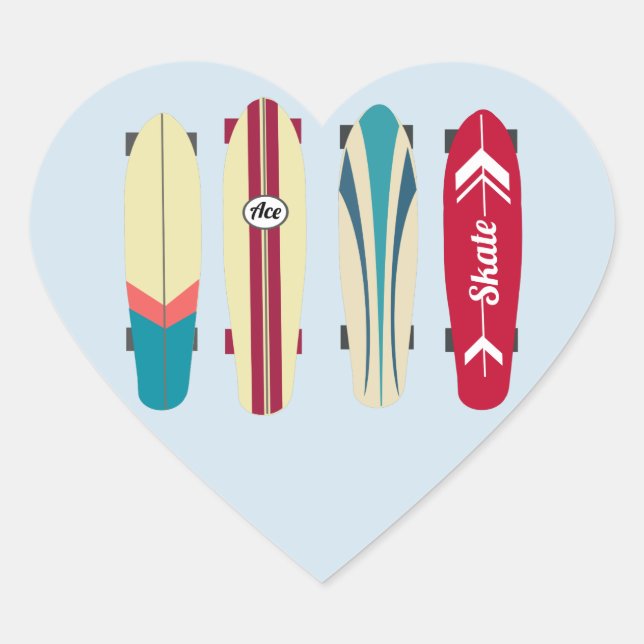 Vintage Skateboards Heart Sticker (Front)