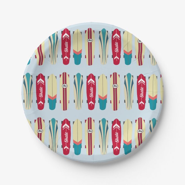 Vintage Skateboards Paper Plate (Front)
