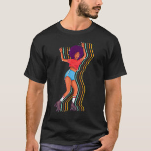 Vintage Skater 70s 80s Retro Roller Skating Girl W T-Shirt