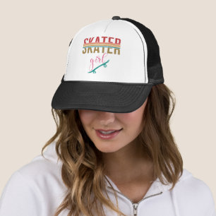Vintage Skater Girl Skateboarder Skateboarding 80s Trucker Hat