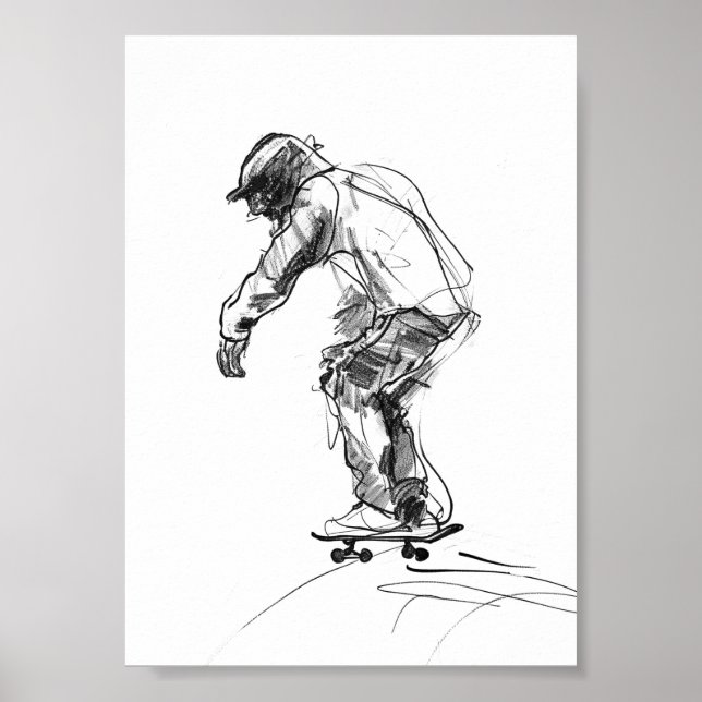 Vintage Skater in Motion Poster (Front)