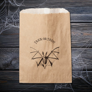 Vintage Skeletal Bat Halloween Favour Bag