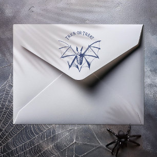 Vintage Skeletal Bat Halloween Rubber Stamp