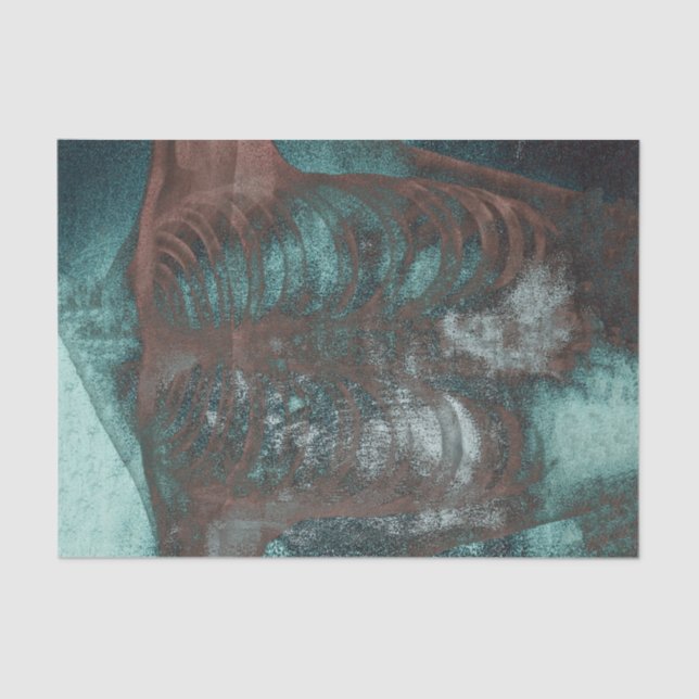 Vintage Skeletal Xray Teal Brown Texture Tissue Paper (Front)