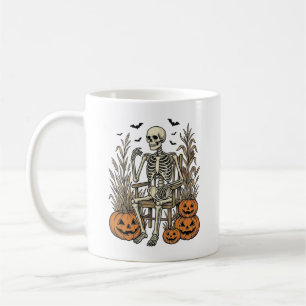 Vintage Skeleton and Pumpkins Halloween Shirt Desi Coffee Mug