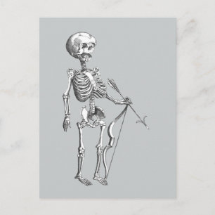 Vintage Skeleton Archer Postcard