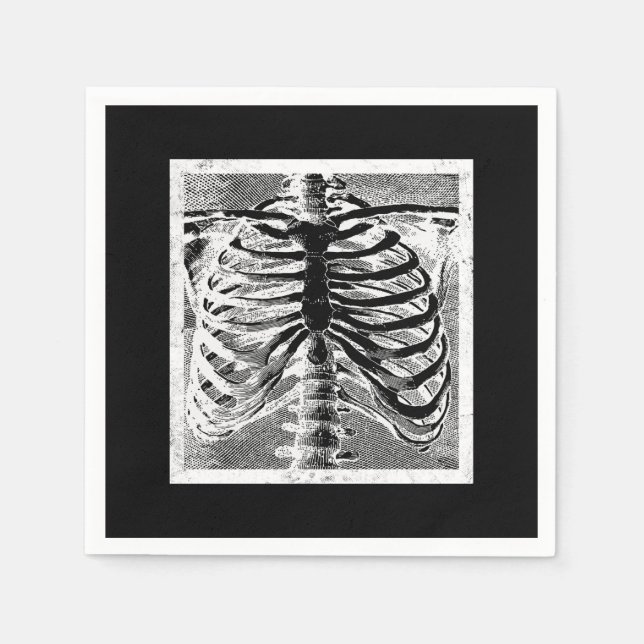 Vintage Skeleton Bones Torso Body Halloween Napkin (Front)