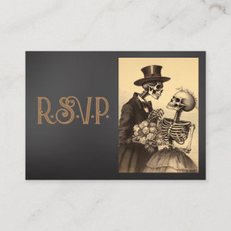 Vintage Skeleton Couple Gold and Black Enclosure Card