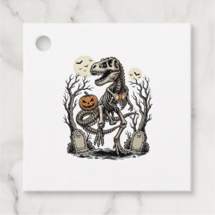 Vintage Skeleton Dinosaur Halloween Graveyard Desi Favour Tags