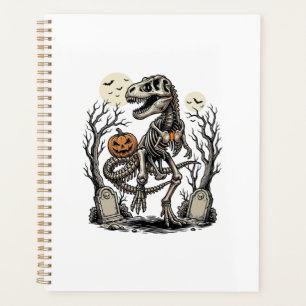 Vintage Skeleton Dinosaur Halloween Graveyard Desi Planner