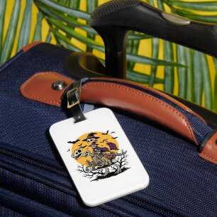 Vintage Skeleton Dinosaur Halloween Shirt Design_1 Luggage Tag