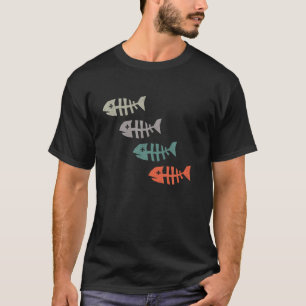 Vintage Skeleton Fish Halloween T shirts Multi Col
