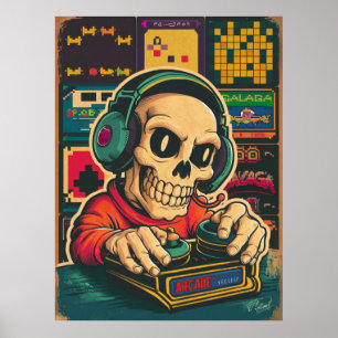 Vintage Skeleton Gaming Lover  Poster