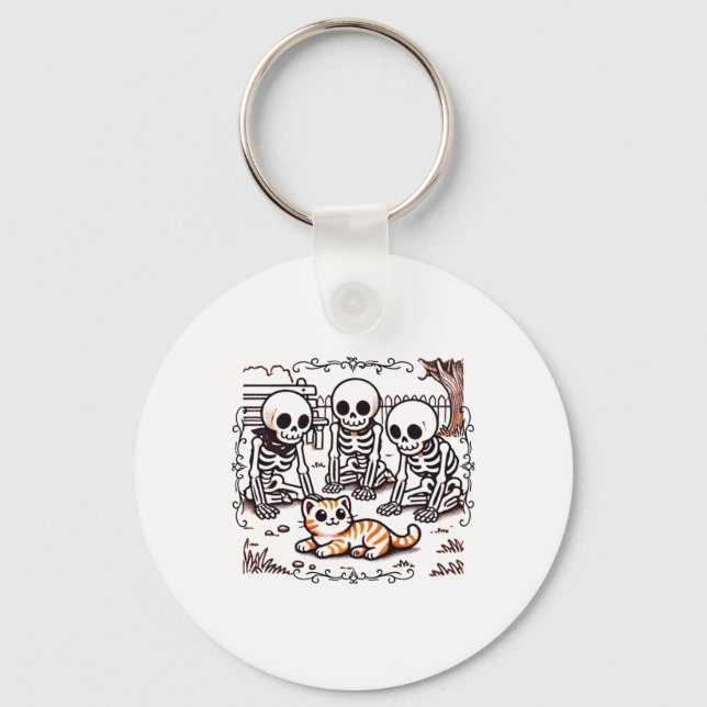 Vintage Skeleton Gathering Sticker  Key Ring (Front)