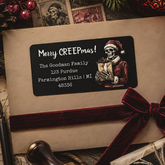 Vintage Skeleton Gothic Christmas Label