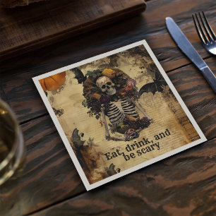 Vintage Skeleton Halloween Harvest Party Napkin