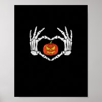 Vintage Skeleton Hands Heart Pumpkin Autumn Hallow