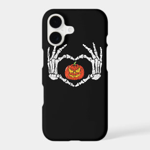Vintage Skeleton Hands Heart Pumpkin Autumn Retro