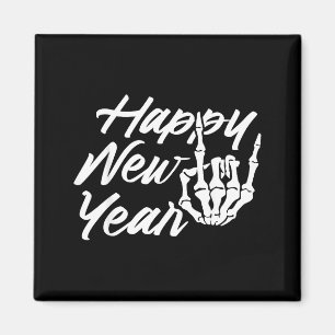 Vintage Skeleton Happy New Year Eve Magnet
