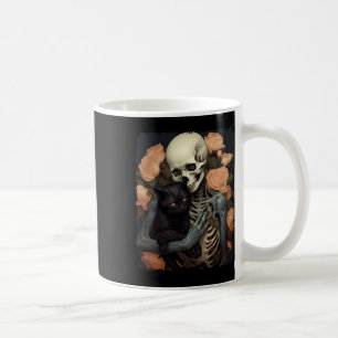 Vintage Skeleton Holding A Black Cat Halloween Got Coffee Mug