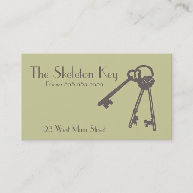 Vintage Skeleton Key Business Card (Front)