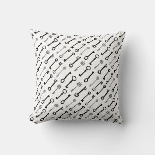 Vintage Skeleton Key Pillow - solid back