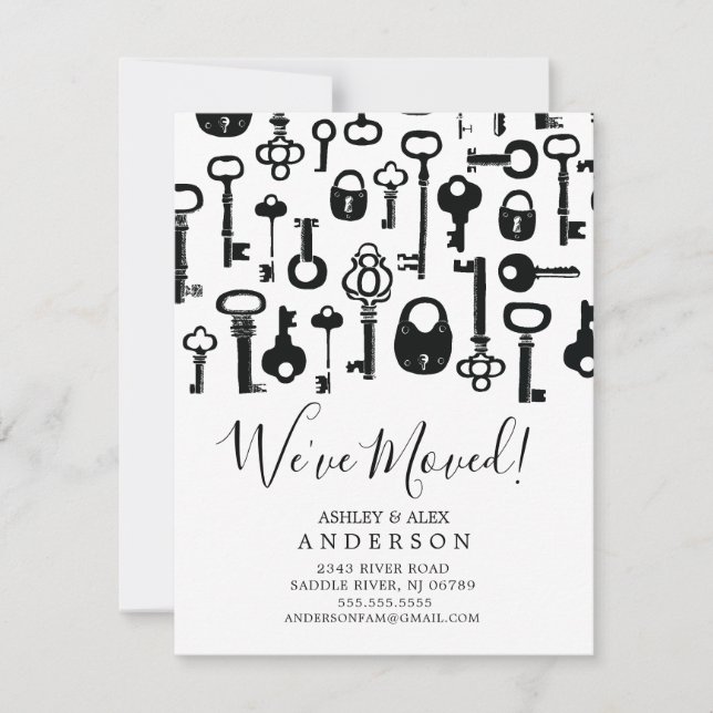 Vintage Skeleton Keys Moving Announcement (Front)