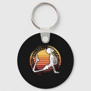 Vintage Skeleton Make Yoga Upward Facing Dog Pose Key Ring