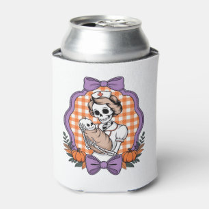 Vintage Skeleton Nurse and Baby � Cute Halloween R Can Cooler